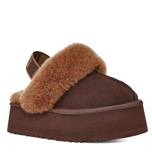 Ugg AustraliaFunkette Χειμερινές Γυναικείες Παντόφλες με Γούνα σκουρο Καφέ